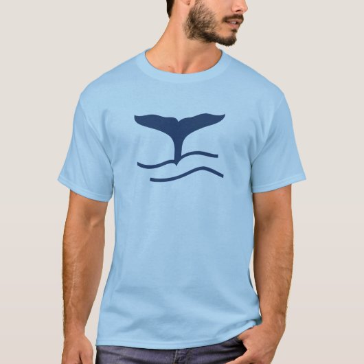 Blauwe walvisstaart silhouette T-Shirt (Voorkant)