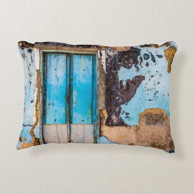 Blauwe wand en deur accent kussen (Achterkant)