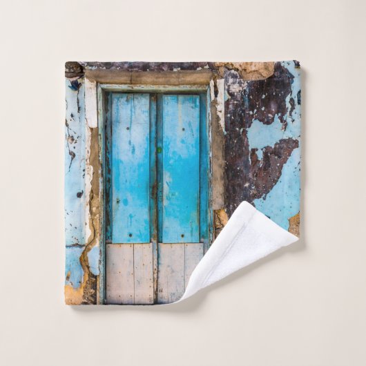 Blauwe wand en deur bad handdoek (Wasdoekje)