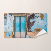 Blauwe wand en deur bad handdoek (Handdoek)