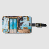 Blauwe wand en deur bagagelabel (Voorkant (horizontaal))