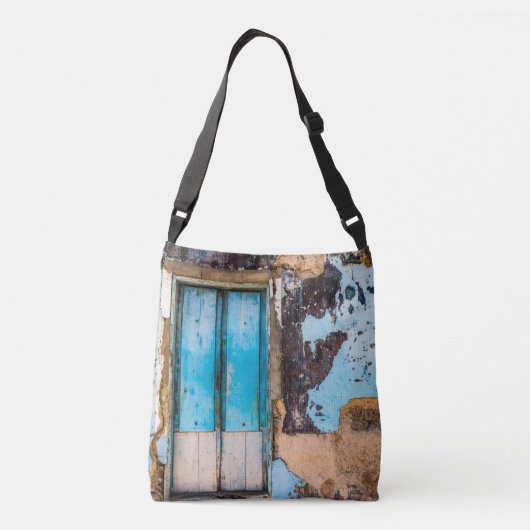 Blauwe wand en deur crossbody tas (Achterkant)