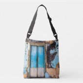 Blauwe wand en deur crossbody tas (Voorkant)