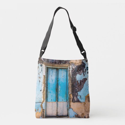 Blauwe wand en deur crossbody tas (Achterkant)