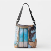 Blauwe wand en deur crossbody tas (Voorkant)