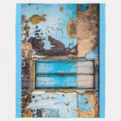 Blauwe wand en deur fleece deken (Voorkant)