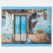 Blauwe wand en deur fleece deken (Voorkant (Horizontaal))