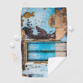 Blauwe wand en deur golfhanddoek
