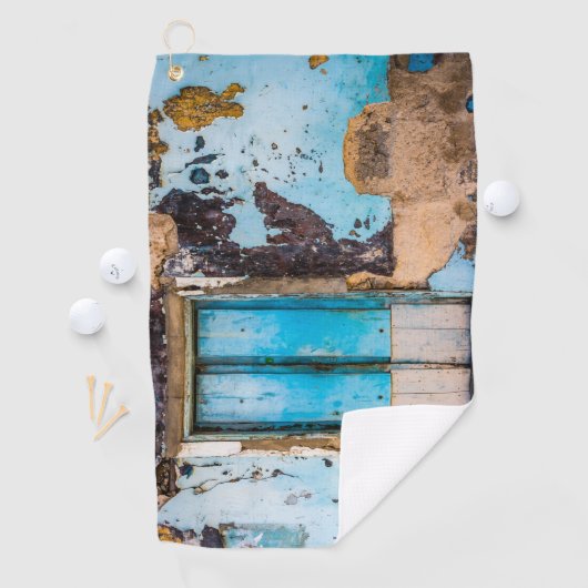 Blauwe wand en deur golfhanddoek (Insitu)