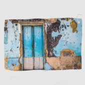 Blauwe wand en deur golfhanddoek (Horizontaal)