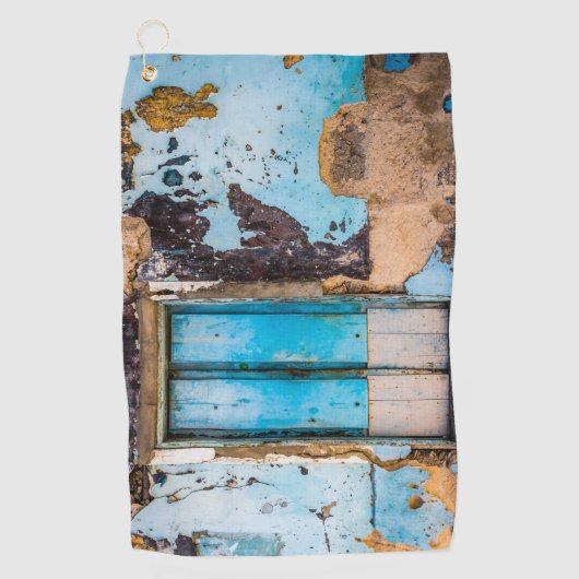 Blauwe wand en deur golfhanddoek (Voorkant)