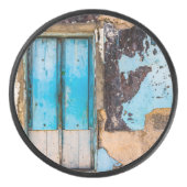 Blauwe wand en deur hockey puck (Voorkant)