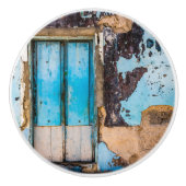 Blauwe wand en deur keramische knop (Voorkant)