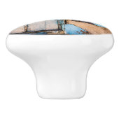 Blauwe wand en deur keramische knop (Zijkant)