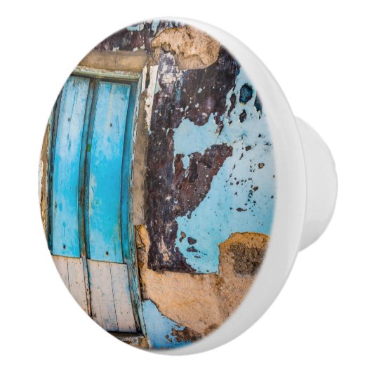 Blauwe wand en deur keramische knop (Rechts)