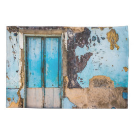 Blauwe wand en deur kussensloop