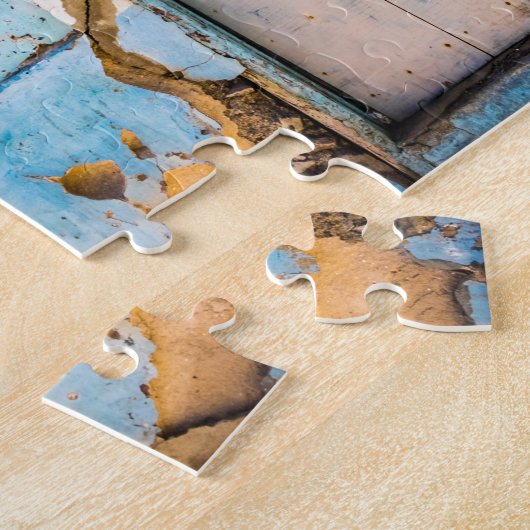 Blauwe wand en deur legpuzzel (Zijkant)