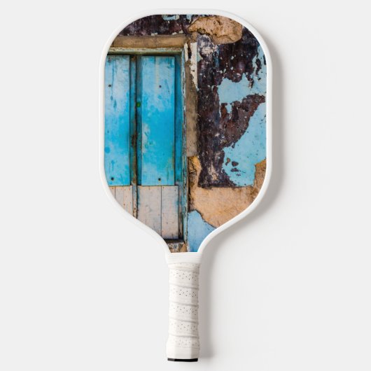 Blauwe wand en deur pickleball paddle (Achterkant)