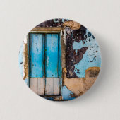 Blauwe wand en deur ronde button 5,7 cm (Voorkant)