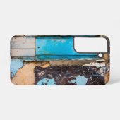 Blauwe wand en deur samsung galaxy hoesje (Achterkant horizontaal)