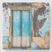 Blauwe wand en deur stenen onderzetter (Voorkant)