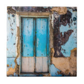 Blauwe wand en deur tegeltje (Voorkant)