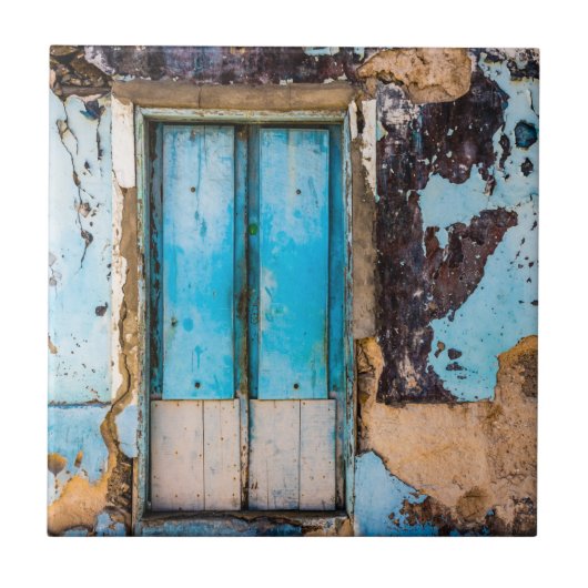 Blauwe wand en deur tegeltje (Voorkant)