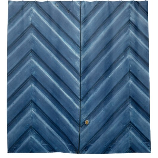 Blauwe wand van houten wieg douchegordijn (Voorkant)