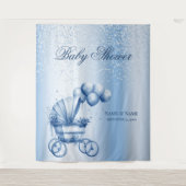 Blauwe Wandelwagen Achtergrond Wandkleed (Voorkant)