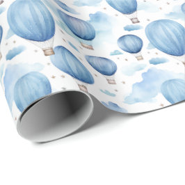 Blauwe warme luchtballon lucht voor baby jongens n cadeaupapier
