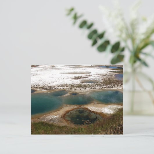 Blauwe warme Springs-geelsteen Briefkaart (Staand voorkant)