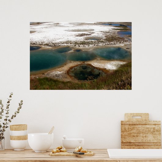 Blauwe warme Springs-geelsteen Poster (Keuken)