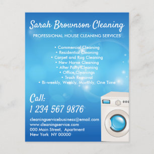 Blauwe Wasautomaat Schoonmaakster Huis Schoon Flyer