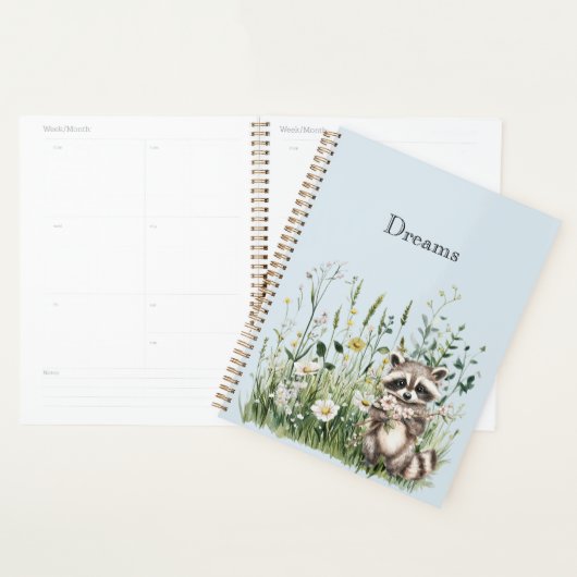 Blauwe Wasbeer Bloemendromen Planner (Display)