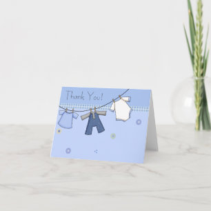Blauwe Waslijn Baby Bedankkaartjes Bedankkaart