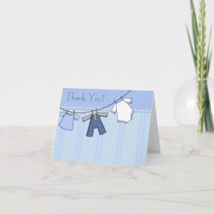 Blauwe Waslijn Baby Bedankkaartjes Bedankkaart