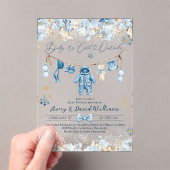Blauwe waslijn koud buiten Baby Boy Shower Acryl Uitnodigingen (Insitu (Draagbaar))