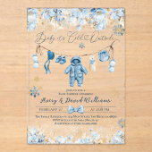 Blauwe waslijn koud buiten Baby Boy Shower Acryl Uitnodigingen (Voorkant)