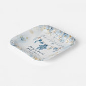 Blauwe waslijn koud buiten Baby Boy Shower Papieren Bordje (Gebogen)
