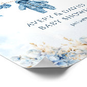 Blauwe waslijn koud buiten Baby Boy Shower Poster (Hoek)