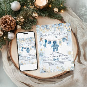 Blauwe waslijn koud buiten baby jongen shower kaart