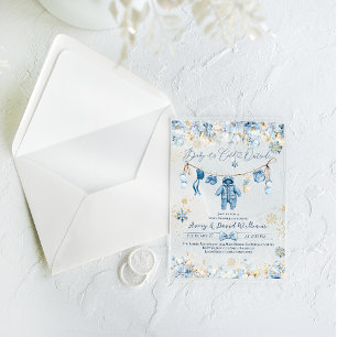 Blauwe Waslijn Koud Buiten Baby Jongens Shower Acryl Uitnodigingen