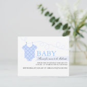 Blauwe waslijn Modern Baby shower Invitation Kaart (Staand voorkant)