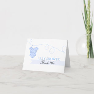 Blauwe waslijn Moderne Baby Shower Bedankkaart