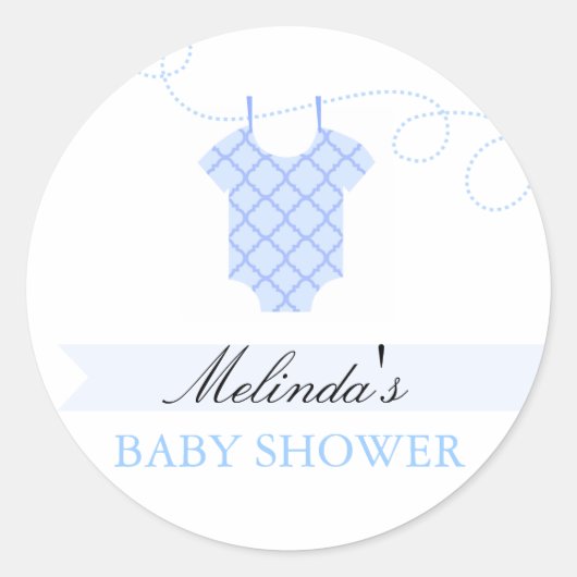 Blauwe waslijn Moderne Baby Shower Sticker (Voorkant)