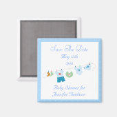 Blauwe waslijn Sla het datum Baby shower op Magneet (Voorkant / Achterkant)