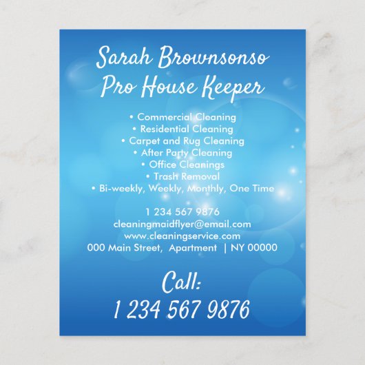 Blauwe Wasmachine Janitorial Maid House Clean Flyer (Achterkant)