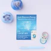 Blauwe Wasmachine Janitorial Maid House Clean Flyer (Enkel)