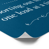 Blauwe wasruimte Sorteertijd Eén belasting per kee Poster (Hoek)