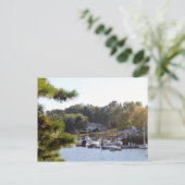  blauwe waterboat Marina Briefkaart (Staand voorkant)